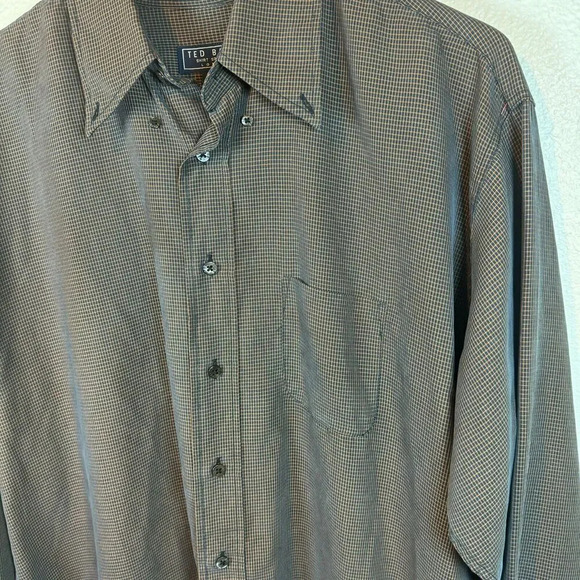 Ted Baker Men's Long Sleeve Dress Shirt Brown Check Print Size 4 - Picture 3 of 9